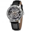 Ceas barbatesc Winner, schelet negru, curea din piele neagra, mecanism automatic-mecanic, stil Fashion + cutie cadou