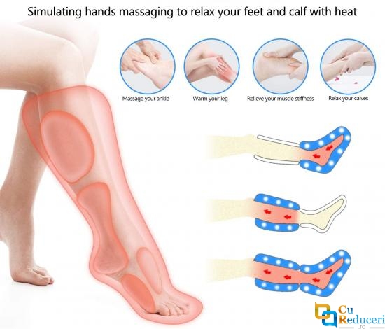 Aparat de masaj CINCOM, pentru picioare cu compresie de aer cald, cu 2 moduri de mesaj si 3 intensitati reglabile, imbunatateste circulatia sangelui, amelioriaza oboseala 