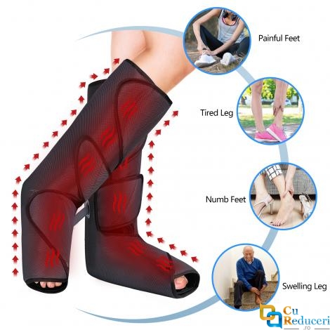 Aparat de masaj CINCOM, pentru picioare cu compresie de aer cald, cu 2 moduri de mesaj si 3 intensitati reglabile, imbunatateste circulatia sangelui, amelioriaza oboseala 