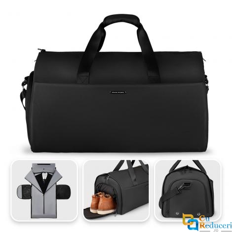 Geanta de calatorie Mark Ryden negra, capacitate 50L, full impermeabil, sistem antifurt, compartiment separat pentru pantofi cu aerisire