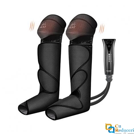 Aparat de masaj pentru picioare Fit King-S9015 cu compresie de aer, cu 3 moduri de masaj, 3 intensitati, 10 tipuri de tehnici si metode de masaj, imbunatateste circulatia sangelui, amelioriaza oboseala, incalzeste genunchii