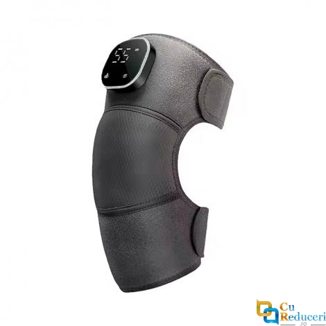 Aparat de masaj pentru genunchi, umar si brat dintr-o singura piesa, cu 3 trepte de intensitate a caldurii 45, 55, si 65°C, 3 niveluri de intensitate a masajului, capacitate baterie 3000 mAh, afisaj digital