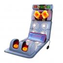 Saltea pentru masaj complet Shiatsu, perna de masaj detasabila, pentru persoanele care au dureri de spate, 7 moduri de masaj, 10 motoare de vibratii, 3 trepte de viteza, dispozitiv de control, presiunea pernelor optimizata, piele ecologica, gri