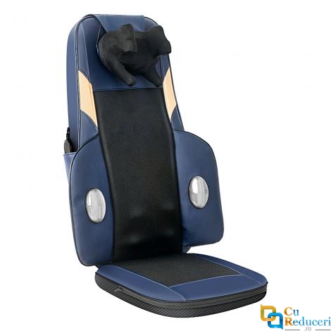 Saltea de masaj pentru ameliorarea durerilor de spate, gat, umeri, talie si fese cu perna de masaj 3D cu incalzire si lumina rosie, ideal pentru acasa, birou sau masina