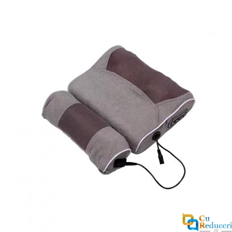 Perna pentru masaj pentru masaj 3D, incalzire infrarosu,  masaj electric si caldura pentru gat, talie, solduri, picioare, spate, adaptor pentru masina, gri