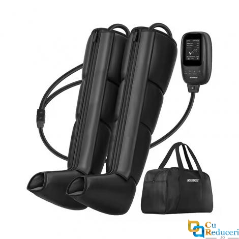 Aparat de masaj CINCOM cu compresie pentru picioare pentru ameliorarea durerilor musculare, imbunatateste circulatia sangelui, cu 3 moduri de masaj si 3 intensitati reglabile, drenaj limfatic