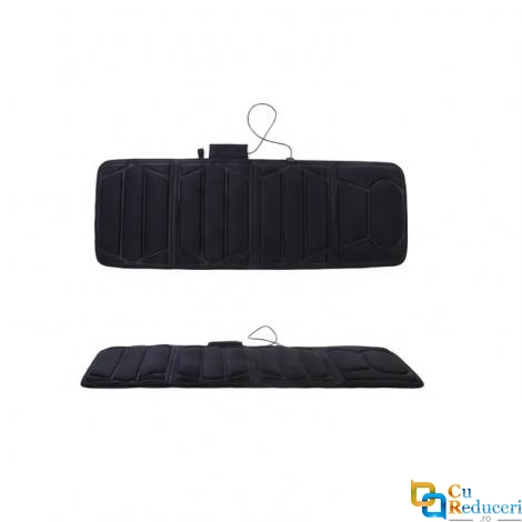 Saltea pentru masaj gat, spate, talie, picioare, 10 motoare vibrante, telecomanda, cu caldura, piele ecologica, culoare negru