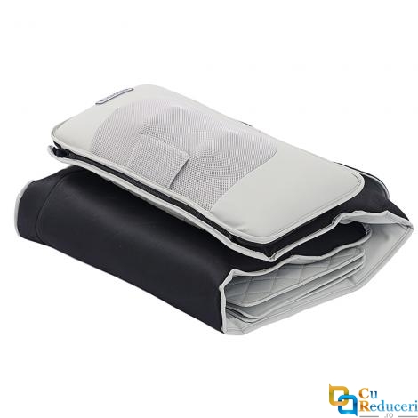Saltea pentru masaj complet 3D Shiatsu, Blirowin<sup>®</sup>, amelioreaza durerilor de spate, zone de masaj multiple pentru relaxare completa, perna ortopedica pentru picioare integrata, perne pentru presiune, presopunctura, material piele PU de inalta calitate, culoare gri