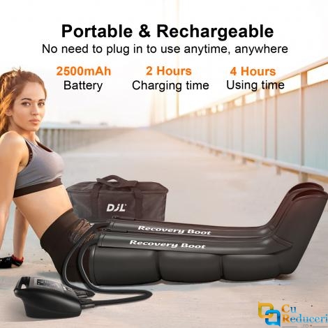 Aparat de masaj CINCOM cu aer pentru picioare, gambe si coapse, 8 camere compresie aer, baterie reincarcabila, cu 3 moduri de masaj si 3 intensitati reglabile, imbunatateste circulatia sangelui, amelioriaza oboseala, drenaj limfatic, amelioreaza durerilor musculare