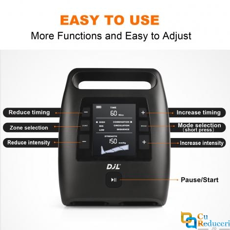 Aparat de masaj CINCOM cu aer pentru picioare, gambe si coapse, 8 camere compresie aer, baterie reincarcabila, cu 3 moduri de masaj si 3 intensitati reglabile, imbunatateste circulatia sangelui, amelioriaza oboseala, drenaj limfatic, amelioreaza durerilor musculare