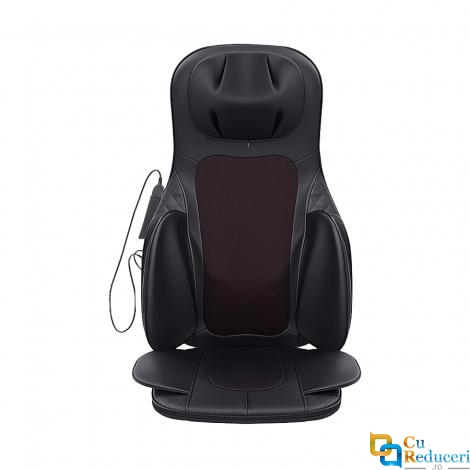 Saltea scaun pentru masaj cu role Shiatsu 3D cu incalzire pentru ameliorarea durerilor de spate, gat, umeri, solduri, talie si fese, ideal pentru acasa, birou sau masina