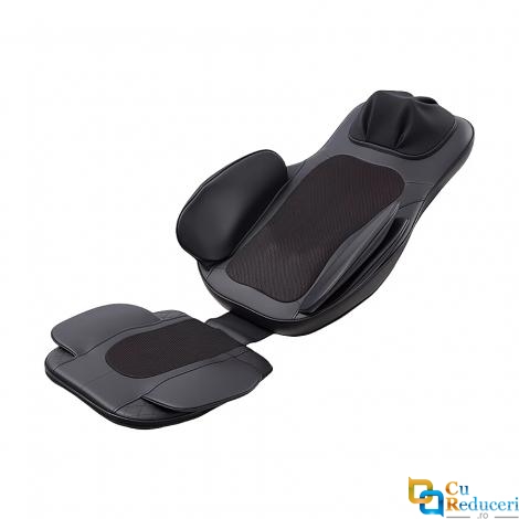 Saltea scaun pentru masaj cu role Shiatsu 3D cu incalzire pentru ameliorarea durerilor de spate, gat, umeri, solduri, talie si fese, ideal pentru acasa, birou sau masina