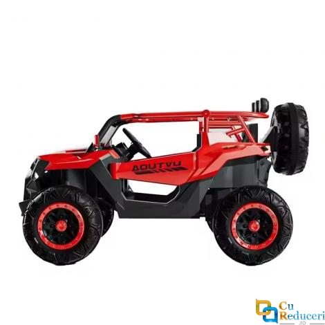 Masinuta electrica pentru copii, 4x4, 12V 10A, 2 locuri, roti EVA, telecomanda parinti, Bluetooth, suspensii, dotari premium, scaune piele ecologica, culoare rosu, 125 x 75 x 73